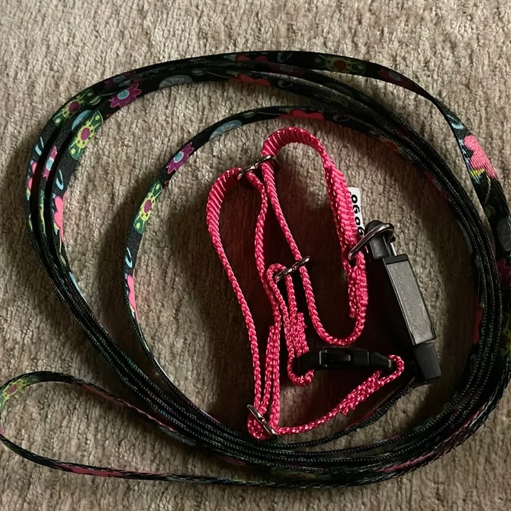 Floral Pink and Black Dog Leash